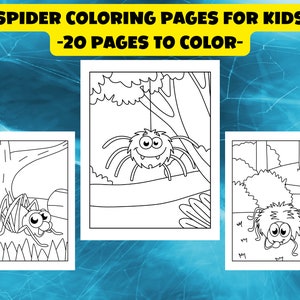 Spider Coloring Book: 20 Printable Pages for Kids (PDF File)