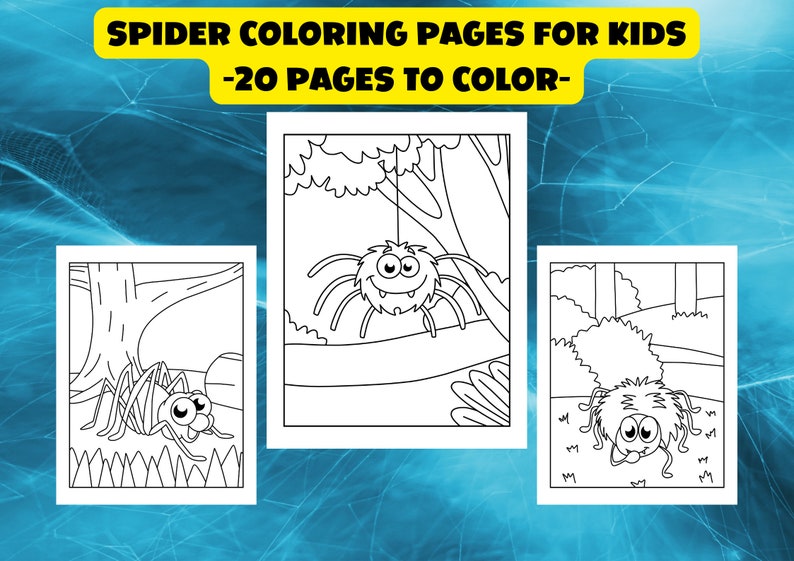 Spider Coloring Pages for Kids, 20 Printable Pages, Cool Illustrations ...