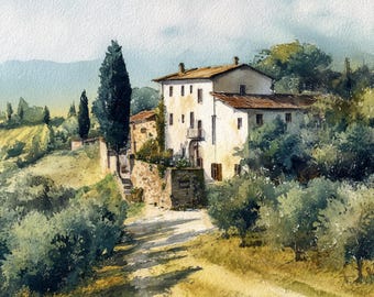 Italian Countryside Clipart Bundle: Watercolor Scrapbooking Images (JPG Download)