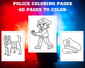 Police Coloring Pages for Kids, Boys and Girls, Police Officer, Dog, Car, Coloring Book, Gifts for Police Lovers