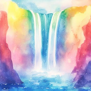Rainbow Waterfalls Watercolor Backgrounds: Scrapbook Paper (digital ...