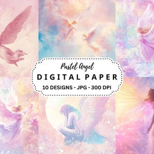 Pastell Engel Bilder Bundle, 10 hochwertige JPGs Hintergründe für Junk Journal, Papierhandwerk, Scrapbooking, Sofortiger Download, kommerzielle Nutzung