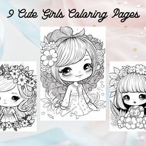 Cute Girls Coloring Pages, Awesome Princess Coloring Book, Chibi Girls Coloring Book with Cute Lovable Kawaii Characters for Kids