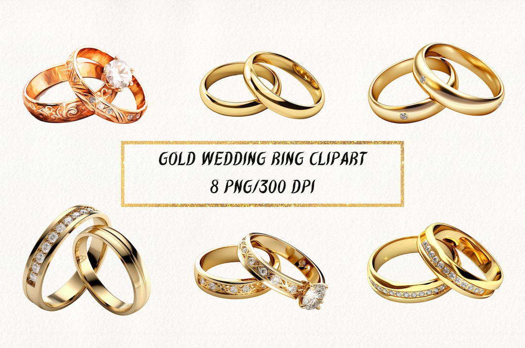 Gold Wedding Ring Clipart, Wonderful Wedding Rings PNG Bundle for