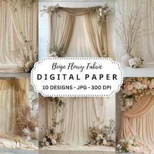 Beige Fabric Backdrop Textures: Flowy Drapes, Maternity Photography (Instant Download)