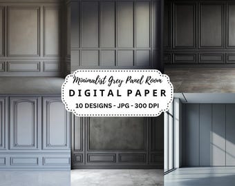 Minimalist Grey Panel Room Backdrops: Photography Backgrounds (Digital Download)
