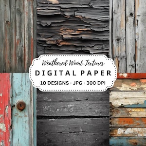 Weathered Wood Textures Backgrounds Bundle, 10 High Quality JPGs Images for Junk Journal, Scrapbooking, Digital Crafts, Commercial Use