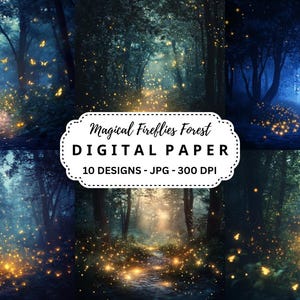 Bundel magische fantasie vuurvliegjes bosafbeeldingen, 10 hoge kwaliteit jpg's achtergronden voor junk Journal, scrapbooking, ambachten, Instant Download