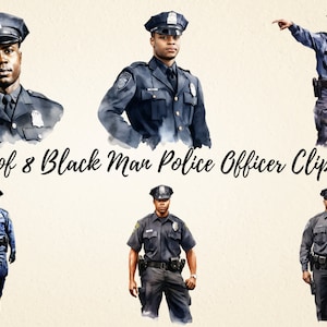 Watercolor Police Officer Clipart: PNG Bundle for Sublimation (Digital Download)