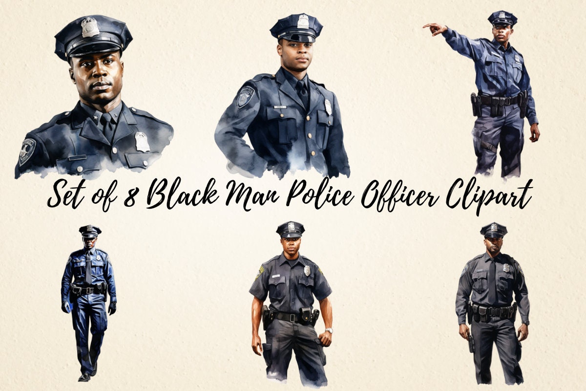 水彩警察官のクリップアート：昇華転写用PNGバンドル（デジタル