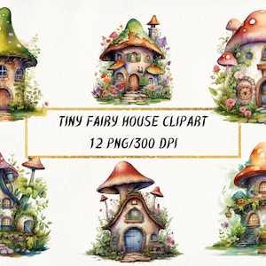 Watercolor Fairy House Clipart: Whimsical PNG Bundle (Digital Download)