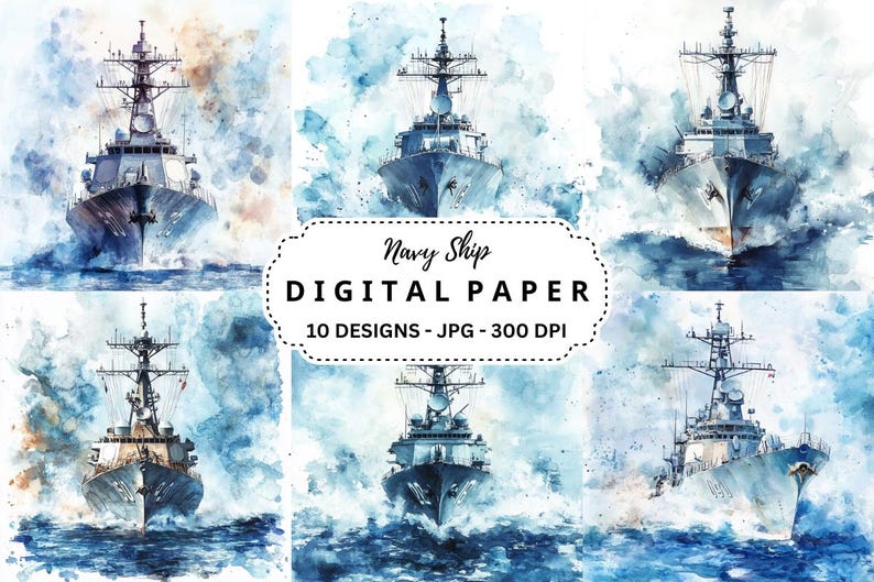 Watercolor Navy Ship Clipart: Military Ephemera (digital Papers) - Etsy