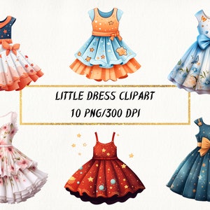 Kleines Kleid Clipart, Mode Clipart, Party Einladungen, Planer Grafiken, Outfits, Dressing für Mädchen PNG Bundle, kommerzielle Nutzung