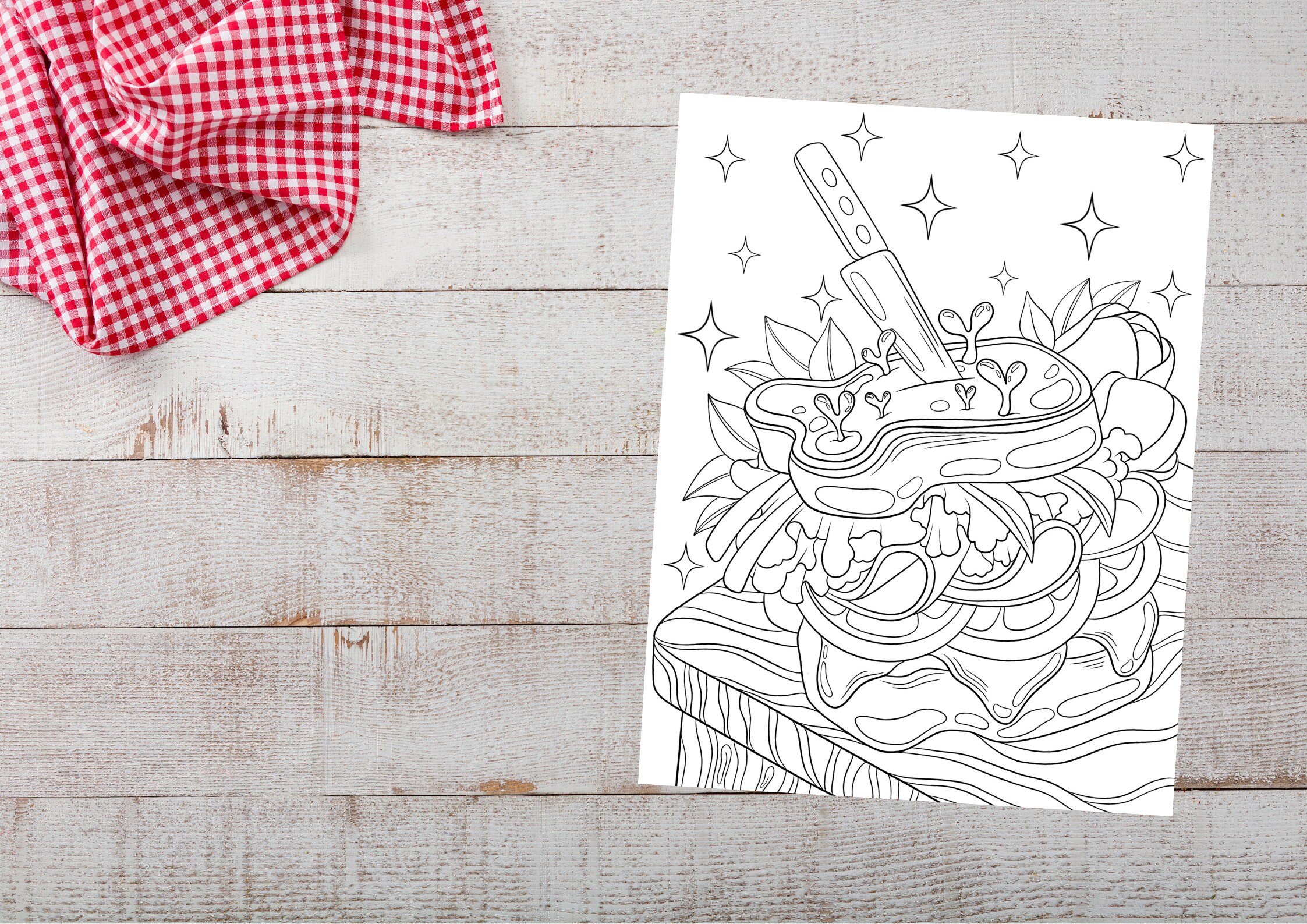 Yummy Food Coloring Pages for Adults Yummy Delicious Food Etsy