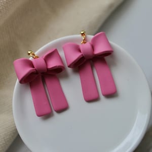 Large Pink Bow Dangles