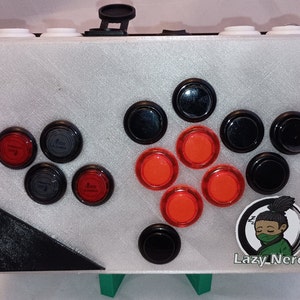 Controlador arcade sin palanca "The Lazy Box" impreso en 3D listo para usar para juegos de lucha Hitbox GP2040-CE RP2040 para múltiples consolas sin joystick