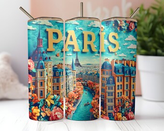 Paris France Tumbler: Eiffel Tower Vacation Cup (20oz)