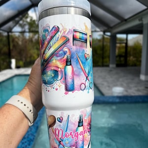 Custom Hair life 30oz tumbler with straw , personalized hairdresser cup, Custom Hairdresser tumbler, Hair dresser gift, Hairdresser tumbler