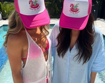 Gorra de camionero playera divertida con cierre ajustable, gorra para el sol, la sal y la arena, gorro para viajes de chicas, gorra para las vacaciones de playa del 4 de julio
