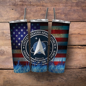 Space Force 20oz skinny stainless steel tumbler