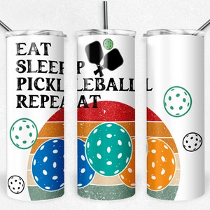 Eat Sleep Pickleball Repeat 30oz Tumbler with metal straw, Pickleball tumbler, Pickleball funny tumbler, Pickleball tumbler with straw