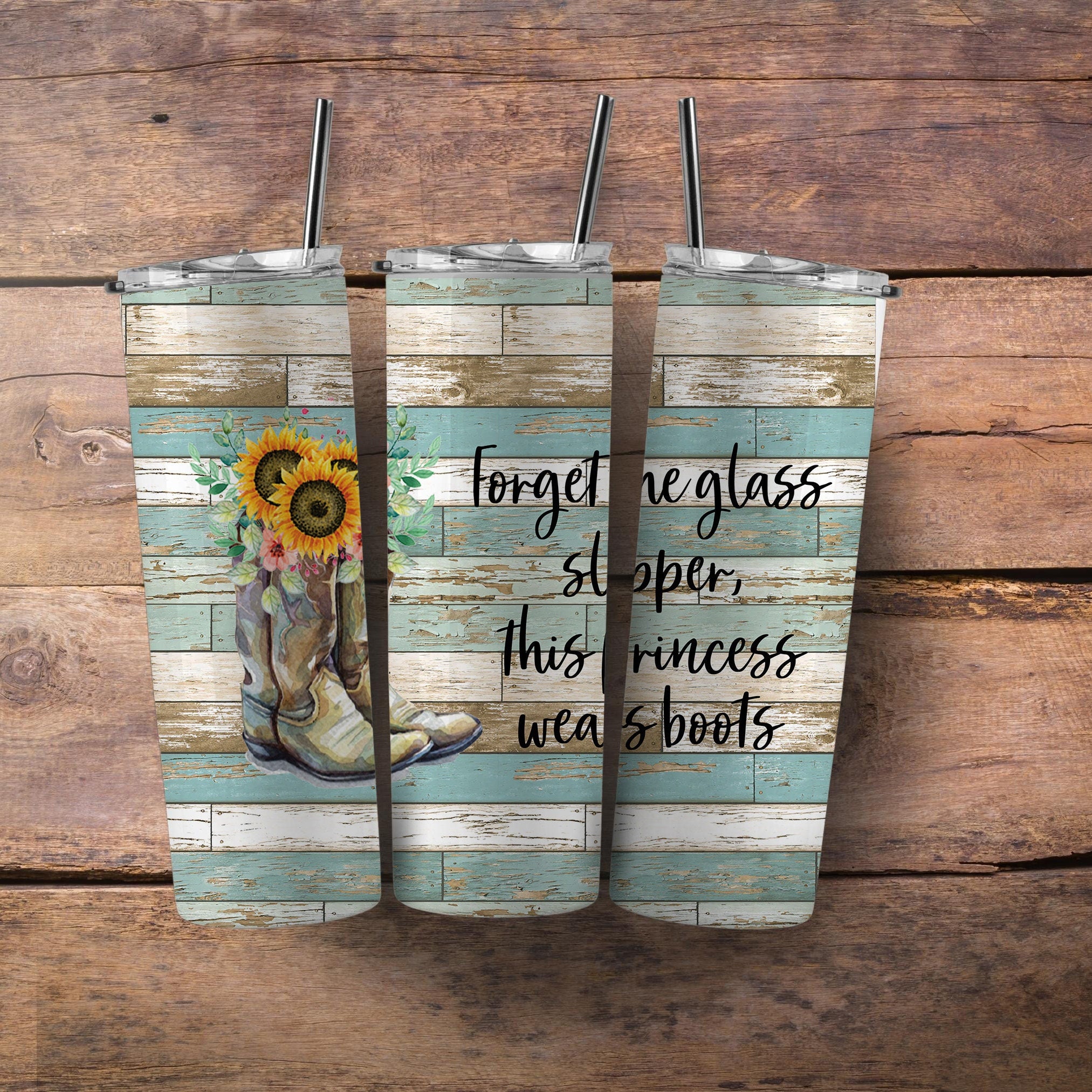 Blessed Cowgirl Sunflowers and Boots 20 Oz, 30 Oz. Skinny Tumbler, 24 Oz  Water Bottle 