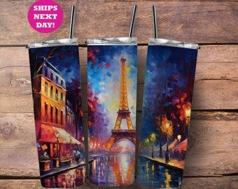 Eiffel Tower Painting Tumbler: Paris Vacation Gift