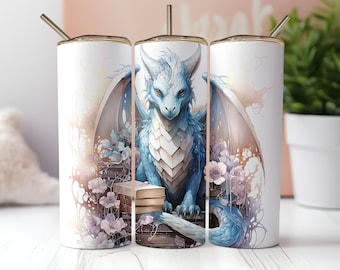 Dragon Book Lover 20oz Tumbler with Metal Straw