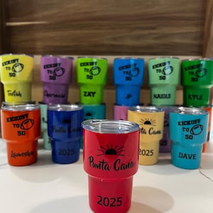3oz mini shot tumblers with metal straw, custom shot cups, personalized mini tumblers with name, party favors, bachelorette mini tumblers