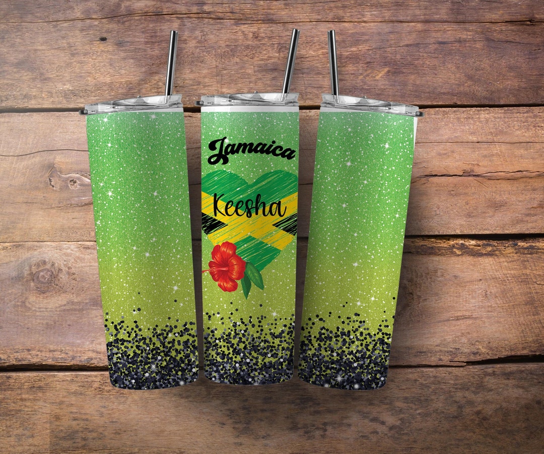 Jamaica Vacation Tumbler With Name and Metal Straw, Jamaica Trip Gift