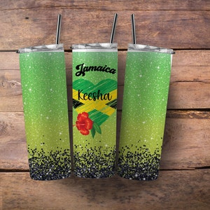 Personalized Jamaica Vacation Tumbler with Metal Straw