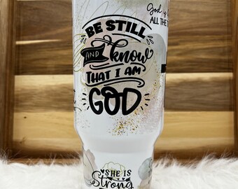 Christian Affirmations Tumbler: 30oz or 40oz Stainless Steel Insulated Cup with Handle