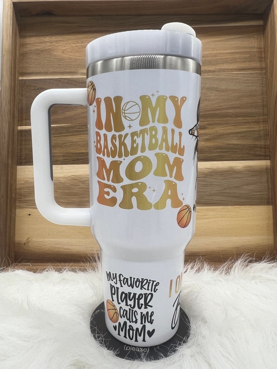 40oz Basketball Mom Tumbler With Handle and Straw, Basketball Mom Tumbler,  40oz Tumbler With Handle, Basketball Tumbler With Handle 