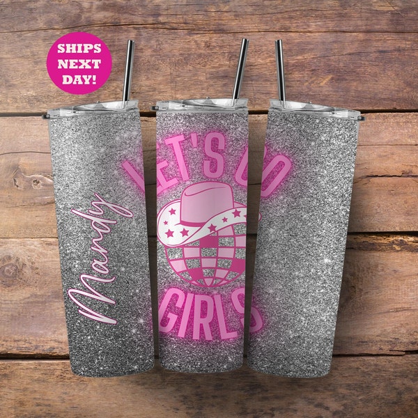 Let's Go Girls tumbler with metal straw, Nashville vacation tumbler, Bachelorette tumbler, custom Nashville lets go girls cup, Nashville cup