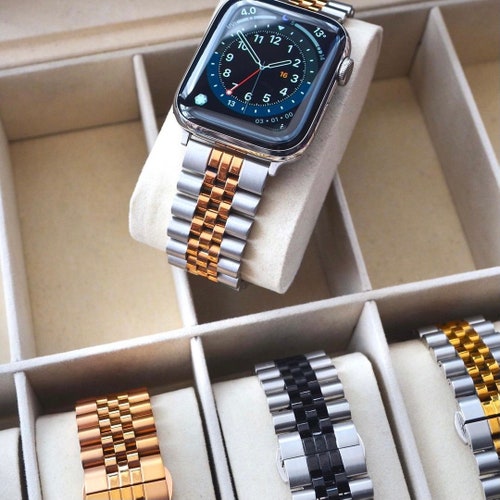 Black / Silver Jubilee Stainless Steel Metal Apple Watch Band Etsy