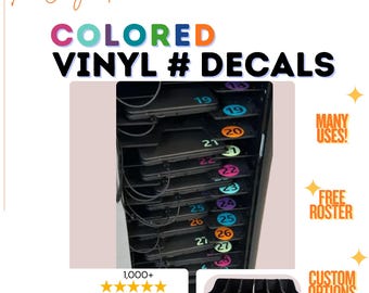 Colorful Vinyl Number Decals for Classroom Cubbies