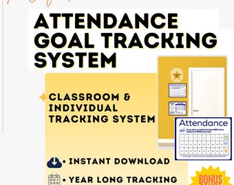 Registro delle presenze in classe / Sistema di obiettivi e premi annuale per le classi dalla prima all'ottava elementare / Modello stampabile per insegnanti di scuola elementare (download digitale tramite Canva)