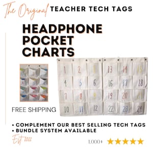 Classroom Chromebook Labels & Headphone Pocket Chart Bundle