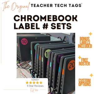 Chromebook Labels with Colored Vinyl Numbers for Classroom Organization