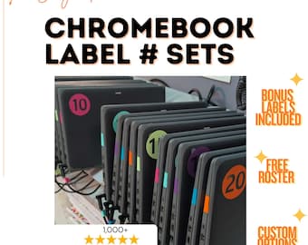 Chromebook Labels with Colored Vinyl Numbers for Classroom Organization