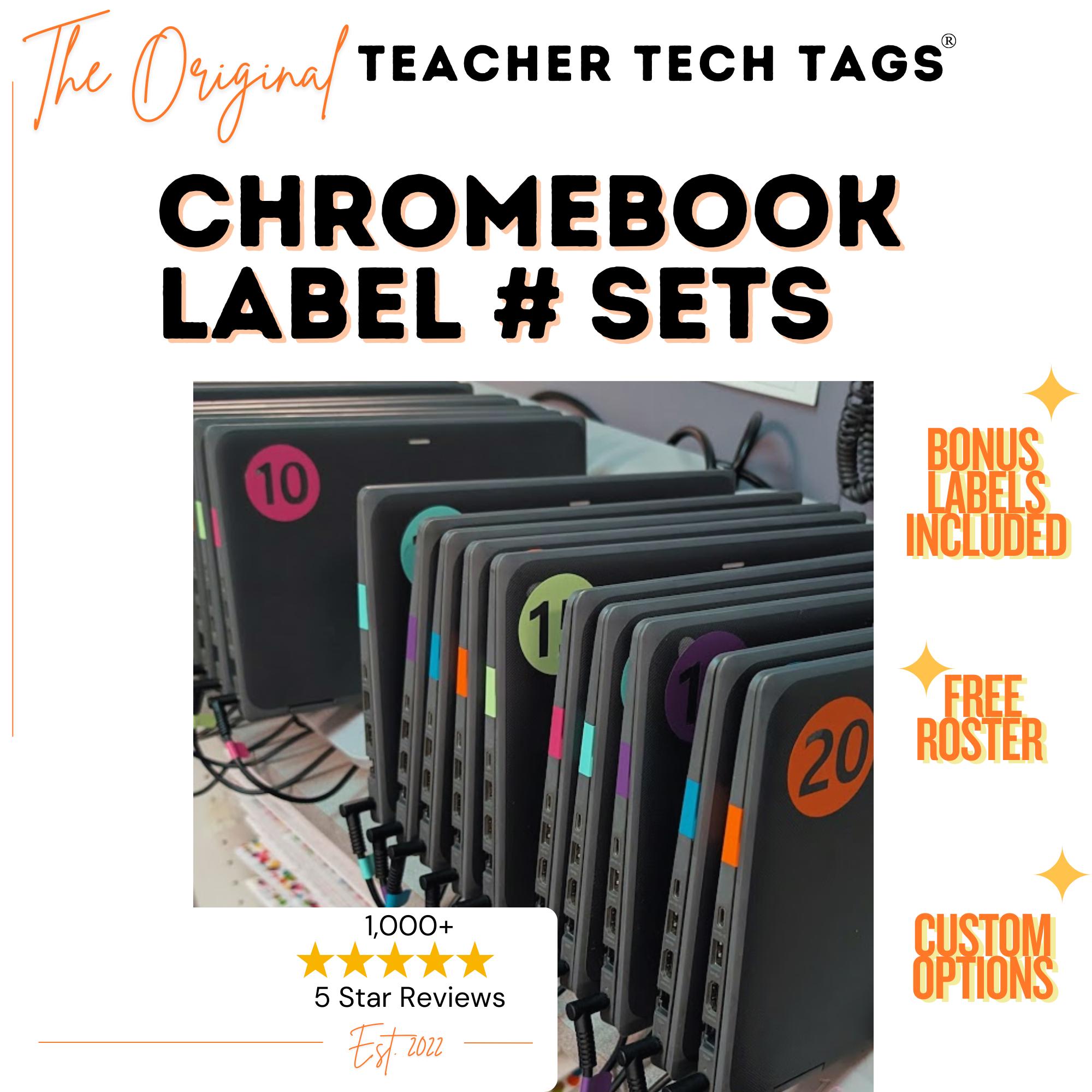 Chromebook本体 スニーカー ステッカー付き Chromebook Labels With Colored Vinyl Numbers for Classroom