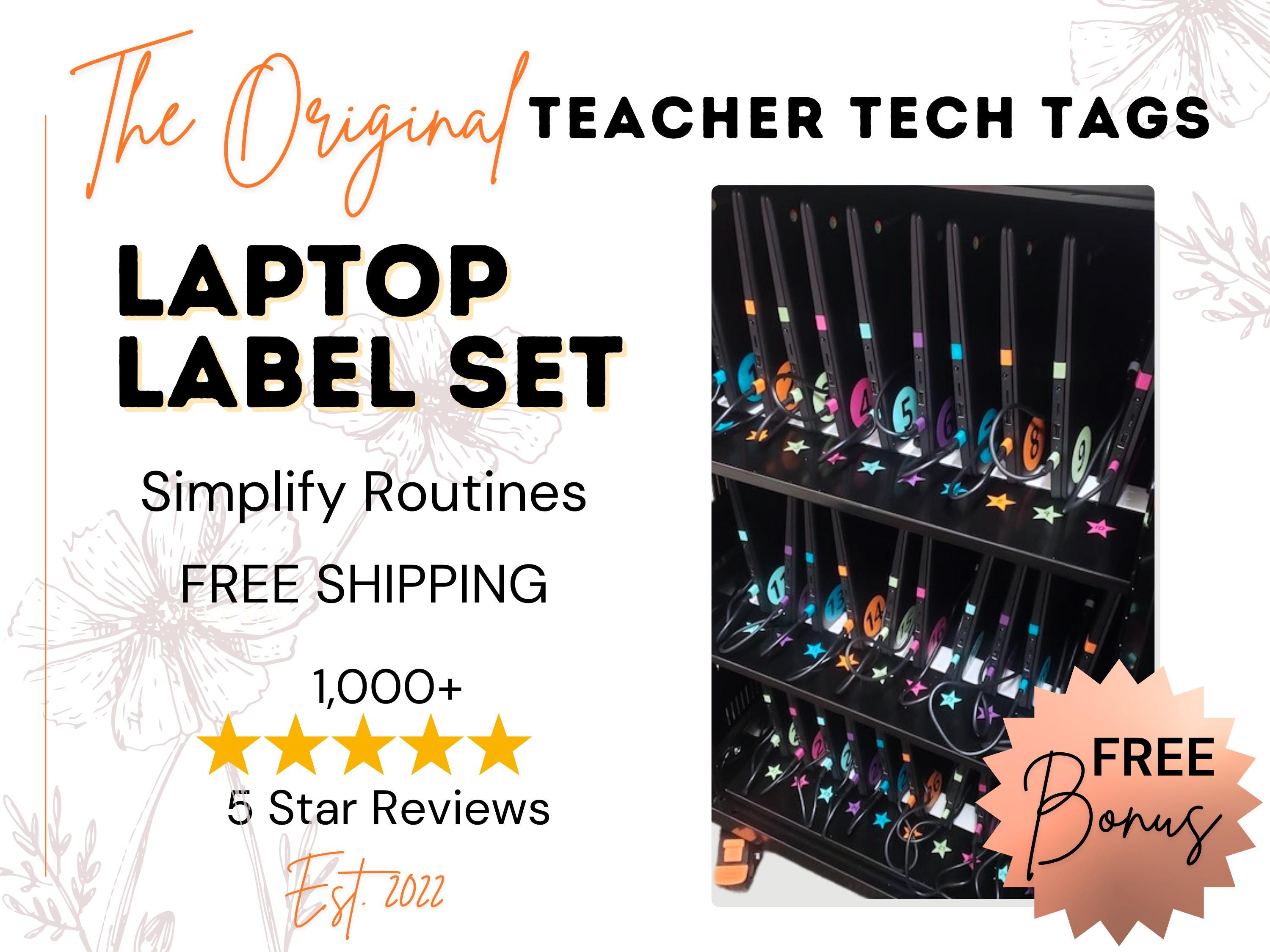 Classroom Laptop Label for classroom organization with color coded labels for chromebook cart in elementary classroom kindergarten resources