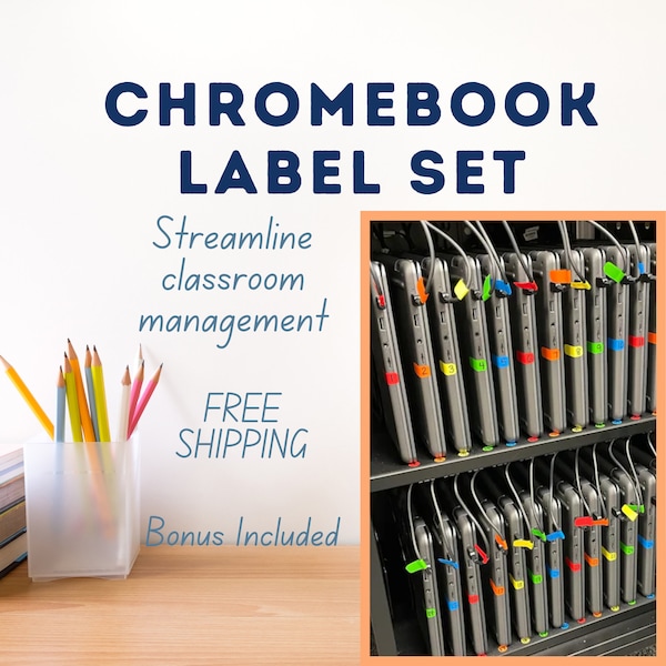 Chromebook label classroom management teacher organization classroom decor elementary middle school classroom chromecart teacher must have