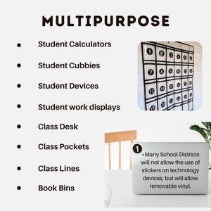 Vinyl Classroom Number Decals Student Organization Labels Desk Cubby Mailbox Labels Teacher Supplies Removable Elementary Middle High School bild 2