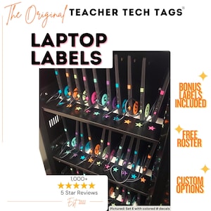 Laptop Labels Classroom Organization Color Coded Waterproof Device Labels Teacher Tech Management Removable Vinyl Chromebook Durable Quality
