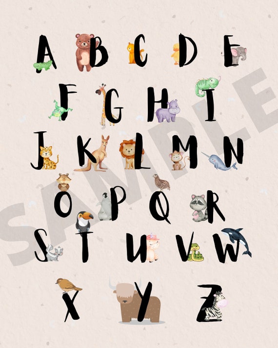 Animal Alphabet Poster Etsy