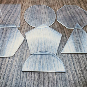 Clear Acrylic Shapes for Crafts - Multiple sizes - 1/8&quot; thick - Laser Cut