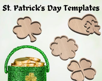 St. Patrick's Day Tray Router Templates - Acrylic - Shamrocks, Clovers, Hearts! - Laser Cut