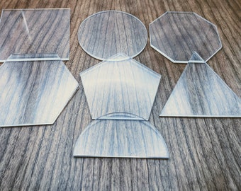 Clear Acrylic Shapes for Crafts - Multiple sizes - 1/8&quot; thick - Laser Cut