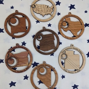 North American Annular Solar Eclipse 2023 - Wooden Ornament - Limited Edition - Personalized